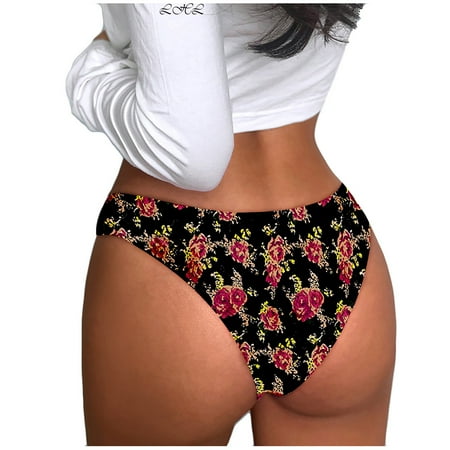 

Lingerie For Women Open Crotch 1 Pieces Print Temptation Low-Waist Panties Underwear Briefs Romper Sleepwear Red S
