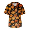 thumbnail image 4 of Domuza Scrub Shirts for Men Halloween Funny Spooky Print Short Sleeve V-Neck Nursing Shirt Stylish Comfy Soft Medical Uniforms with 3 Pockets Ginger M, 4 of 4