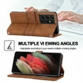 thumbnail image 3 of Dteck Hang Rope Wallet Case Compatible with Samsung Galaxy S21 Ultra 6.8 inch PU Leather with Full Protection Kickstand Shockproof Card Slot Magnetic Case.Brown, 3 of 6
