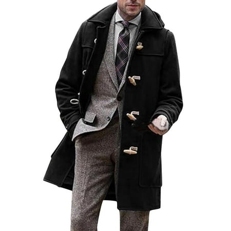 

Qufokar Scrub Jacket Men Girls Olive Jacket Men Plus Size Hooded Horn Buckle Winter Coat Lapel Collar Long Sleeve Padded Leather Jacket Vintage Thicken Coat Sheepskin on Jacket