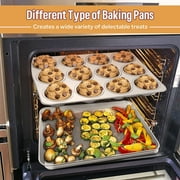 10 Piece Baking Pans Set, Vesteel Stainless Steel Bakeware Set for Oven, Include Cake Pan/Baking Cookie Sheet/Pizza/Muffin/Loaf Pan, Non-Toxic & Heavy Duty, Dishwasher Safe