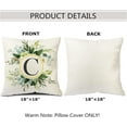thumbnail image 2 of Monogram Letter C Throw Pillow Covers Floral 18x18 Inch, Greenery Spring Pillows Decorative Throw Pillows Pillowcase Summer Farmhouse Decor for Couch Sofa, Family Last Name Initial Pillow Case, 2 of 6