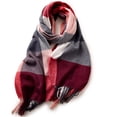 thumbnail image 2 of ZQUUVOU Women's Fashion Scarves Large Tassel Plaid Scarf Long Shawl Winter Warm Soft Scarf Oversized Scarves Wraps Burgundy, 2 of 5
