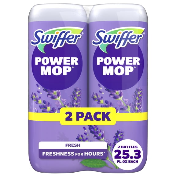 Swiffer Power Mop Refill Solution, Tile, Vinyl, Laminate, Wood, Floor Cleaner, Fresh, 50.6oz