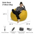 thumbnail image 2 of Sofa Sack Bean Bag Chair, Memory Foam Lounger with Microsuede Cover, Kids, 3 ft, Yellow, 2 of 10