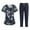 Navy, variant on Yungyresw Scrubs for Women Set Floral Print V-Neck Short Sleeve Scrub Top & Pant Plus Size Nurse Shirt Soft Nurse Uniform with Pockets