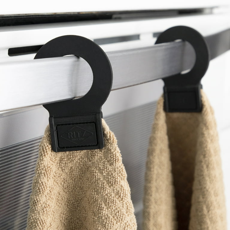 Ritz Hook and Hang Woven Kitchen Towel, Set of 2 - Titanium