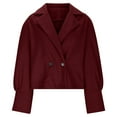 thumbnail image 6 of Cropped Trench Jacket for Women 2024 Trendy Fall Winter Lapel Double Breasted Coats Loose Casual Wool Blazer Outwear (Wine XL), 6 of 6