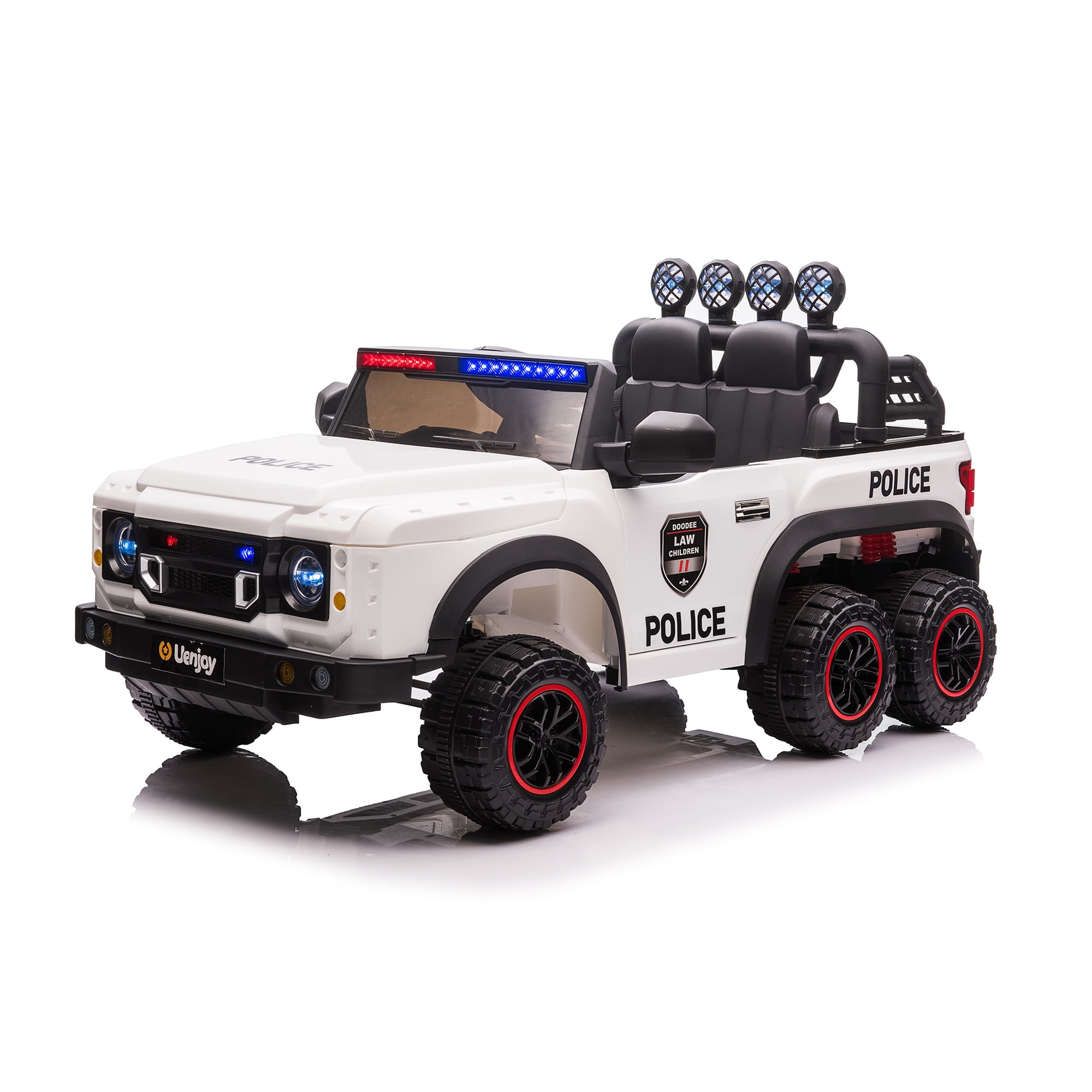 CIPACHO 24V Kids Ride On Police Car Toy with 2.4G Remote Control, Electric Car for Kids Four Wheel Absorber, Music and Light, Trunk, White CIPACHO 24V Kids Ride On Police Car Toy with 2.4G Remote Control, Electric Car for Kids Four Wheel Absorber, Music and Light, Trunk, White