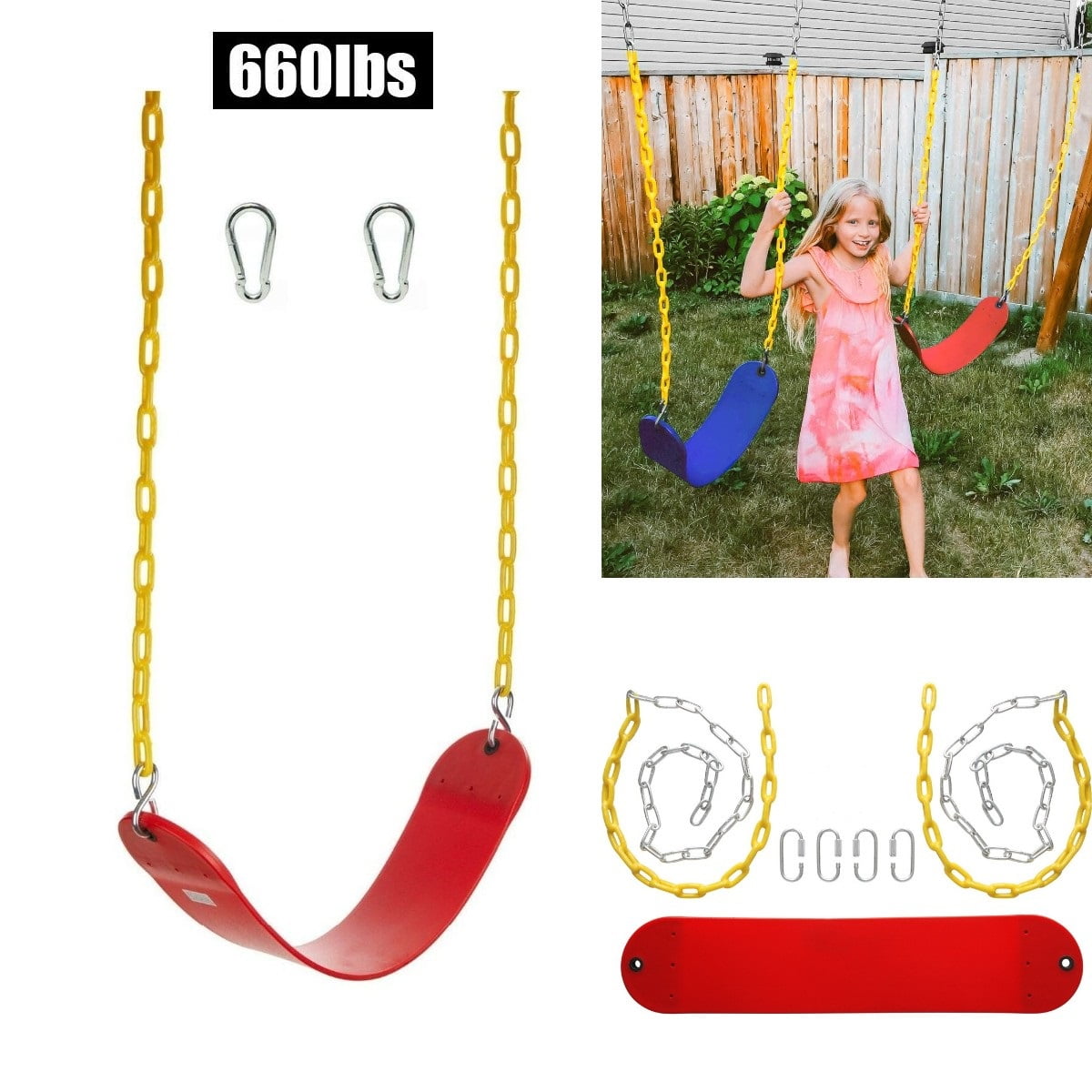 Swing Seats Set Accessories Replacement Kit Outdoor Kids Child Sport Gyms 660lbs 