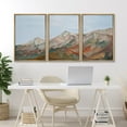 thumbnail image 4 of IDEA4WALL Framed Canvas Print Wall Art Set Mountain Vibrant Earth Tones Illustrations Modern Art Decor Colorful Valley Landscape Prints for Living Room, Bedroom, Office - Natural 24"x36"x3, 4 of 5