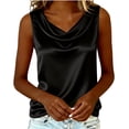 thumbnail image 5 of WULMLEO Women's Elegant Silk Satin Tank Tops Sleeveless Cowl Neck Dressy Casual Blouses Black XL, 5 of 6