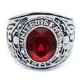 thumbnail image 3 of 15mm Rhodium Plated United States Army Military Red CZ Ring, Size 9, 3 of 7