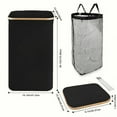 thumbnail image 4 of FOUKUS Large Laundry Hamper with Lid, 100L Laundry Basket with Bamboo Handles for Clothes and Toys, Freestanding Collapsible Laundry Basket with Inner Bag for Bedroom and Bathroom-Black, 4 of 5