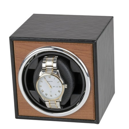 Black Vertical Mini Watch Winder Box MDF+Black PU+Plastic+Memory Foam, Gear B/L Modes, Universal Power Supply GUYUTING Spare Part