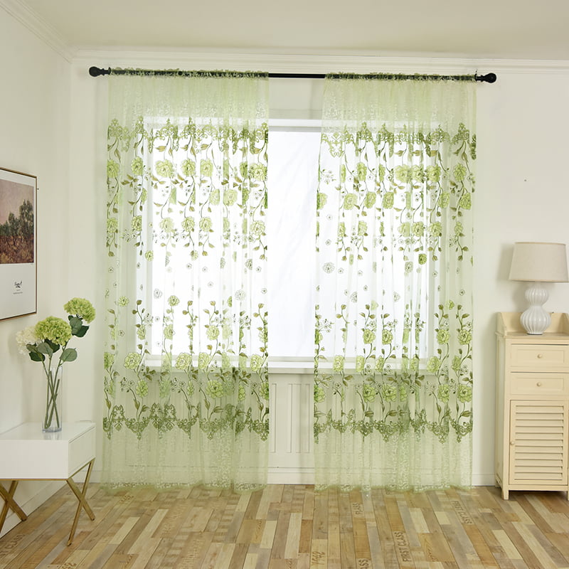 2X Transparency Pure Color Gauze Door Window Curtain Drapes Living Room Bedroom 