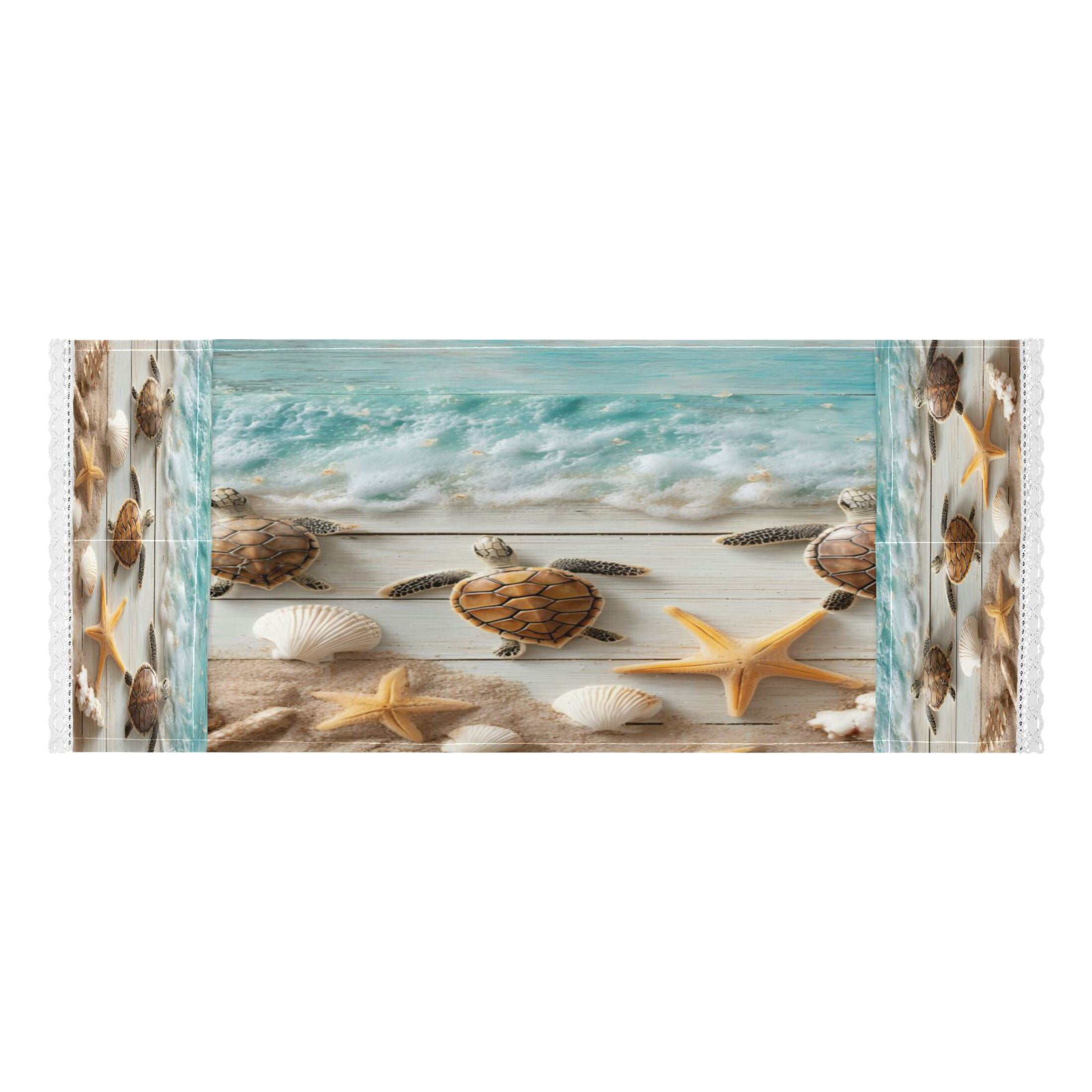 Wobogo Beach Turtle Washing Machine Cover Dustproof Washer Dryer Cover Waterproof Laundry Room Decorative Protector