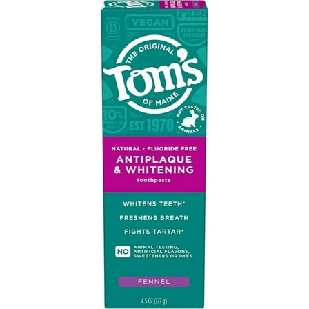 Tom's Of Maine Fluoride-Free Antiplaque & Whitening Fennel Toothpaste 4.5 oz Paste