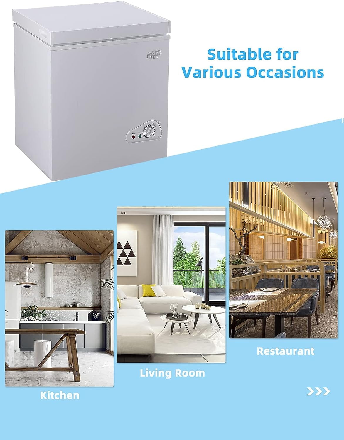 GGTB 3.5 Cu.ft Chest Freezer Refrigerator with Removable Basket, Top Open Door, 7 Temperature Settings for Home Kitchen Dining Room, White