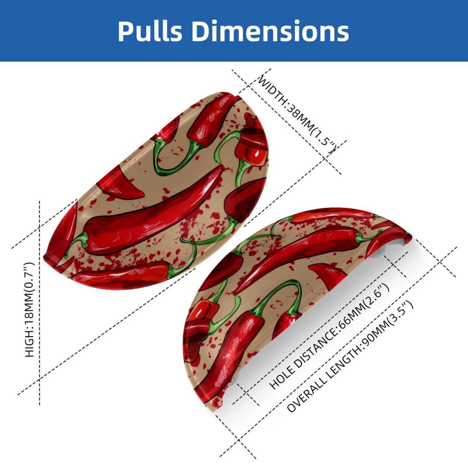 PhooArto 6 Pcs Cup Drawer Pulls, Red Chili Pattern Shell Shape Handles Cabinet Knobs for Dresser Cupboard Closet Wardrobe with Screws
