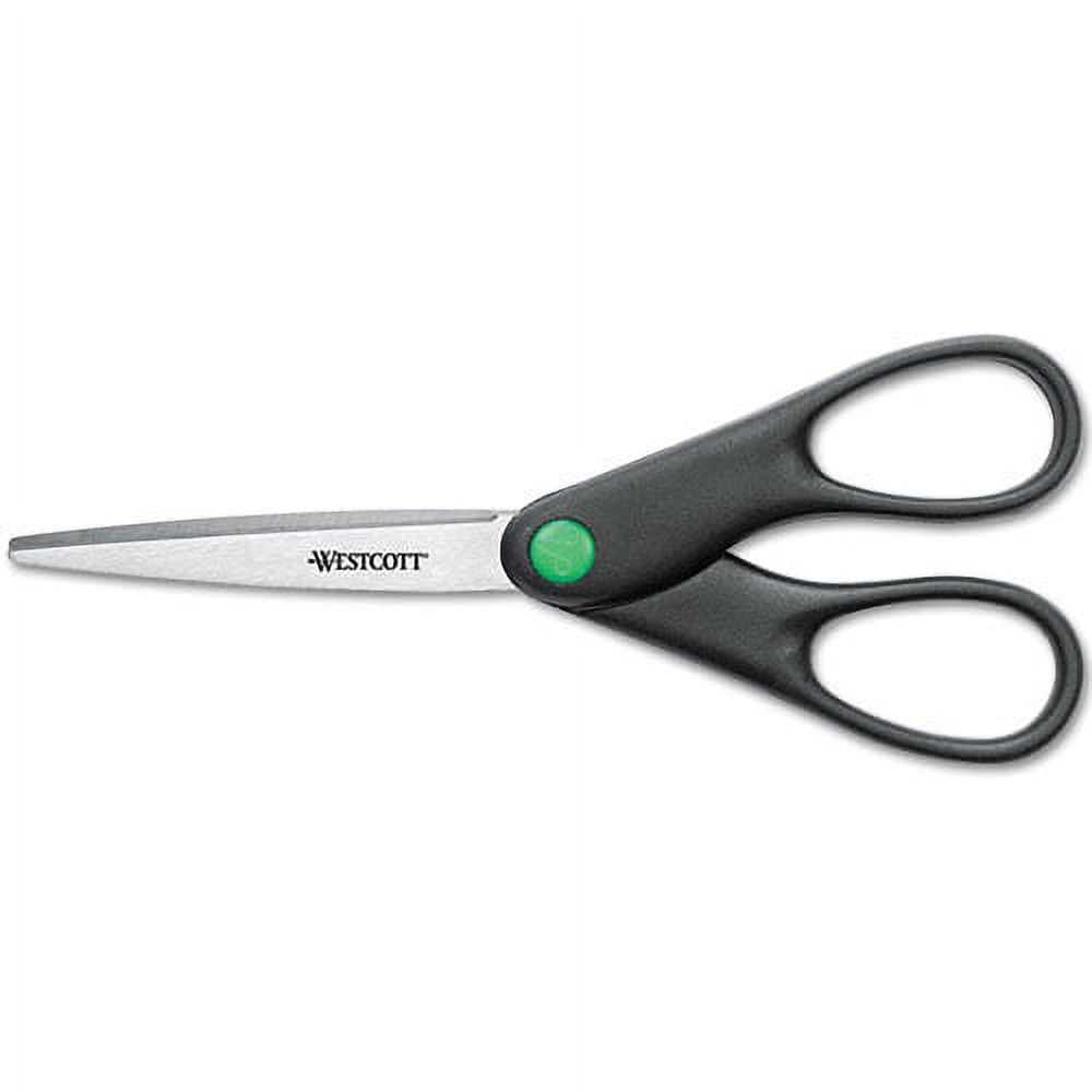 Kleenearth Scissors, Pointed Tip, 7" Long, 2.75" Cut Length, Black Straight Handle | Bundle of 5 Each