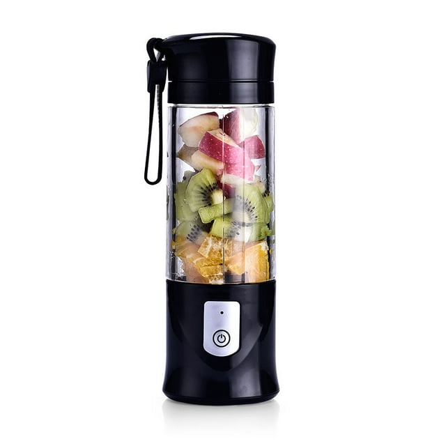 1 licuadora (negra), licuadora de frutas portátil, mini licuadora USB para batidos, batidos, jugos de frutas, licuadora portátil de 6 hojas para deportes y viajes, regalos de Navidad JM