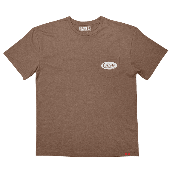 CASE XX Knives 'Cut Out Series' Heather Brown Cotton Blend X-Large Pocket T-Shirt
