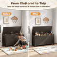 thumbnail image 5 of PAPROOS Kids Toy Box for Boys Girls, Wooden Toy Chest with Storage Bench and Safety-Hinged Lid, Modern Toy Storage Organizer for Playroom, Living Room, Toddler Room, Coffee, 5 of 11