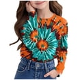 thumbnail image 4 of Favoffer Summer Unisex Kids Multicolor Tie-Dye Graphic Tee Round Neck Long Sleeve Stretchy Trendy Top Casual Travel Home Party 3-14Y, 4 of 5