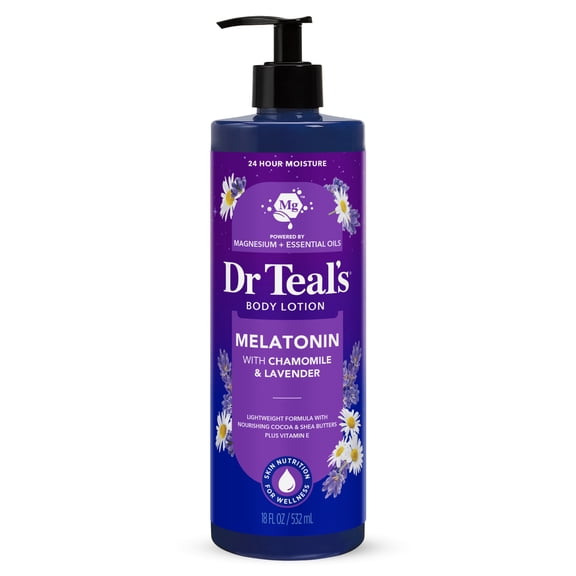 Dr Teal's Sleep Body Lotion with Melatonin, Lavender & Chamomile Essential Oils, 18 fl oz