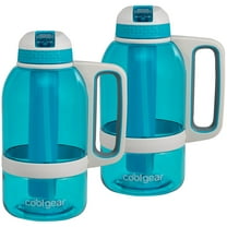 COOL GEAR 2-Pack 64 oz System Sports Water Bottle with Freezer Stick and Handle | Durable, Shatter Resistant Tritan™ Material Colored Water Bottle