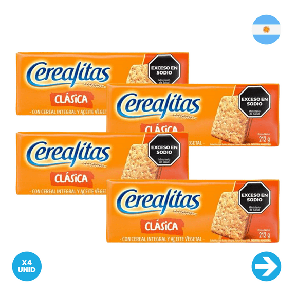 Galletitas Crackers CEREALITAS Clásicas 212g x4 unid