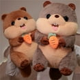thumbnail image 6 of Cute Brown Groundhog Plush Toy - 11 Inch Stuffed Animal With Carrot Design, Soft Fluffy Fur, Huggable Body - For , S, Bedroom Decor, Playtime, Gifts, 6 of 7