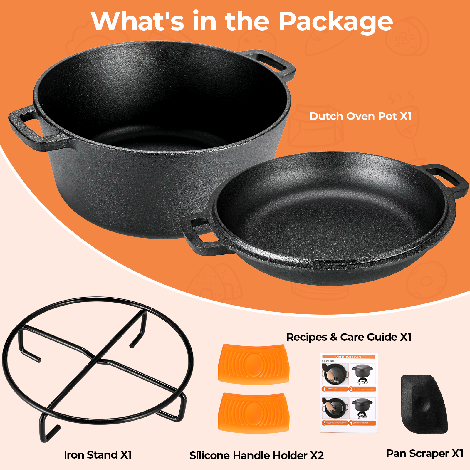 TLGREEN 7-Quart 2-in-1 Pre-Seasoned Cast Iron Dutch Oven photo 8