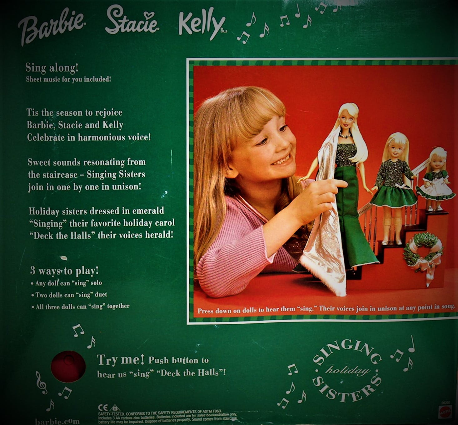 Barbie Holiday Singing Sisters Stacie Kelly Dolls Sing Deck The