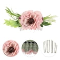 thumbnail image 3 of Unique Bargains 1 Pc Women's Flexible Simulated Flowers Hair Clip Comb for Parties Pink Polyester Fabric Iron, 3 of 4