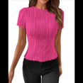 thumbnail image 3 of Camiseta de Verano de Corta con Cuello Redondo para Mujer, Color Rojo Rosa XXL, 3 of 10