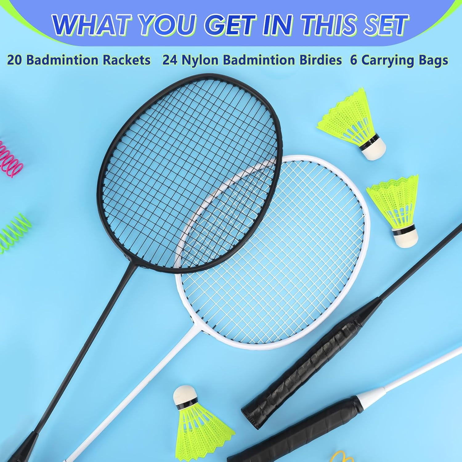 Badminton Rackets Set with Shuttlecocks and Carrying Bags, Sturdy Lightweight Badminton Rackets Racquet for Adults Beginners Indoor Outdoor Backyards