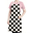 thumbnail image 5 of Black and White Checkered Pattern Apron-Garden Aprons for Women with Pockets-Cotton Linen Waterproof Kitchen Cooking Gardening Aprons Adjustable for Kitchen,Cooking,BBQ and Salon 33x27 Inch, 5 of 7