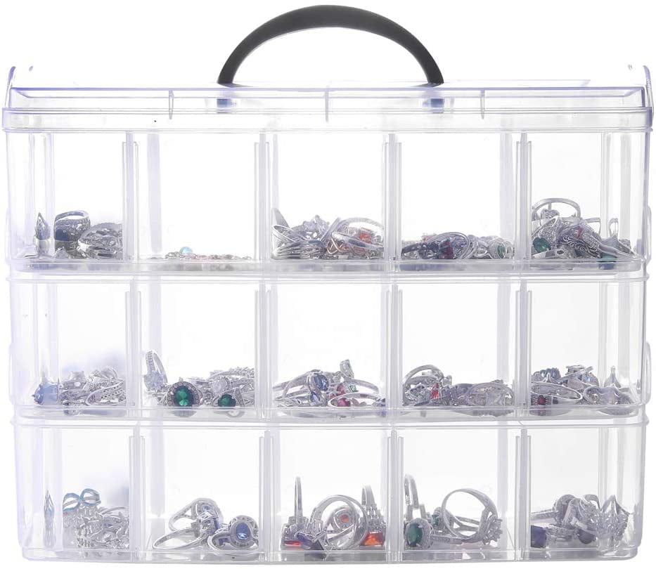 3 Layers, 18 Grids, Transparent Plastic Jewelry Organizer Storage  Compartment Box (Multicolor) at Rs 80/piece, Jewelry Box in Surat