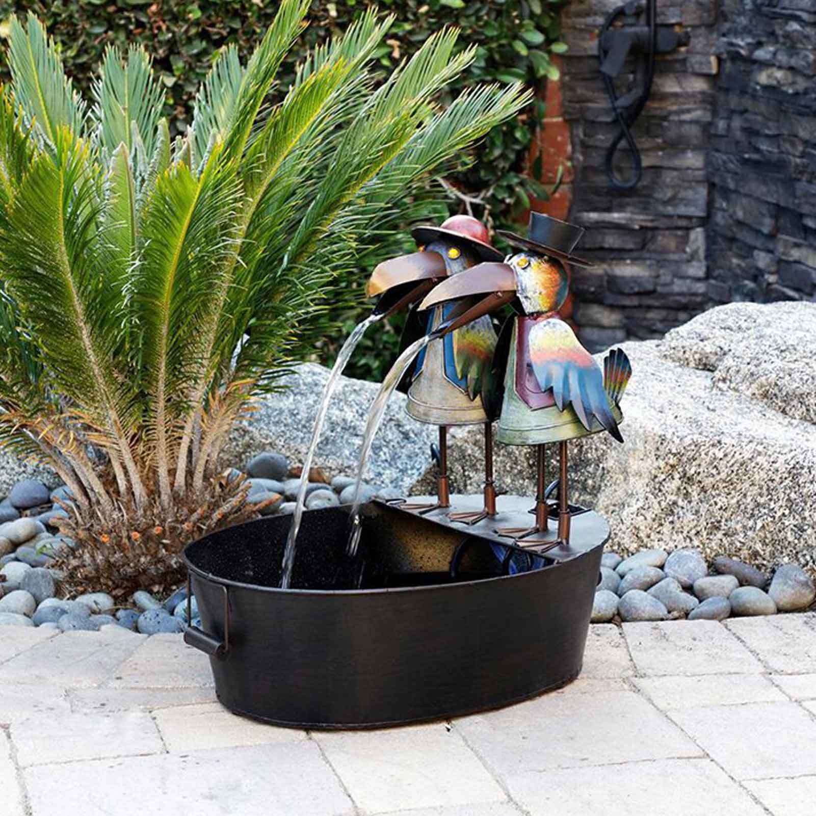Fountain Yard Art Decor, Crow Outdoor Water Fountain Bird Bath