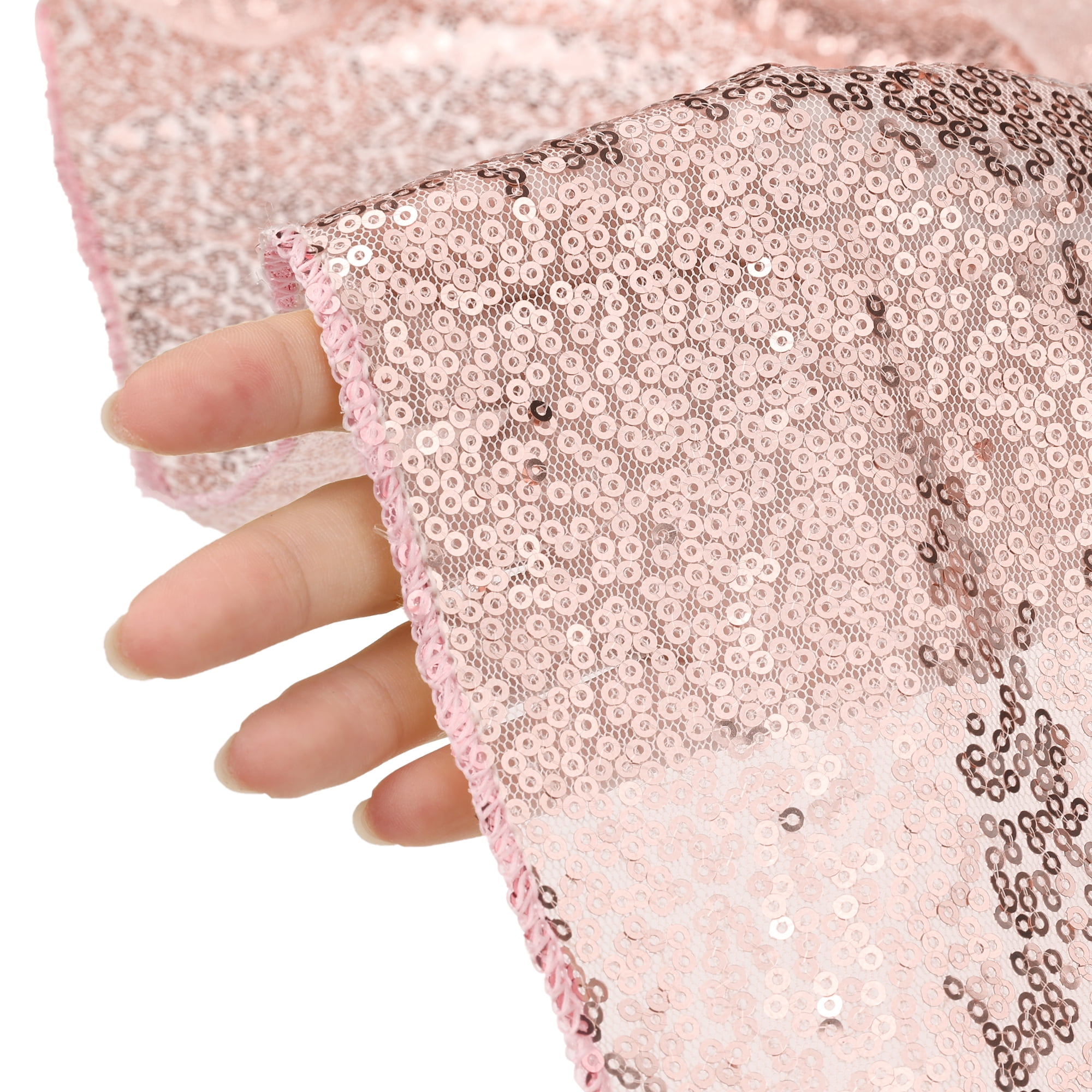 Unique Bargains Sequin Table Runner, Rose Gold, 12" W x 108" L