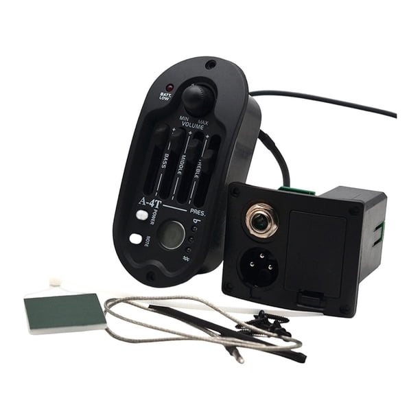 Pastilla Ecualizadora para Guitarra Acústica con Salidas 6.35mm y XLR Preamp Piezo de 4 Bandas Control de Volumen Material Resistente Adecuada para