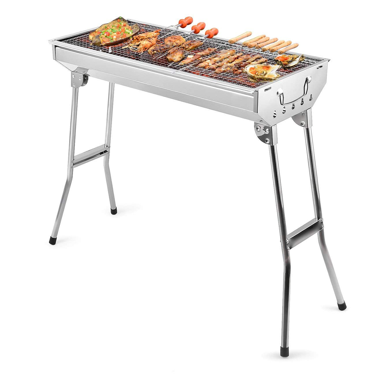 Portable Folding Charcoal BBQ Grill Table Stainless Steel BBQ Barbecue Grill 