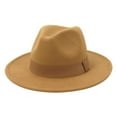 thumbnail image 2 of TISHITA 2x Flat Top Fedora Hat Simple Ribbon Band Belt British Winter Fishing, 2 of 7