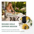thumbnail image 4 of Round Outdoor Tablecloth with Umbrella Hole and Zipper, Sunflowers Tablecloth with Elastic Waterproof, Farmhouse Retro Botanical Floral Bee Love Heart Patio Table Covers for 45" - 54" Pool Tables, 4 of 9