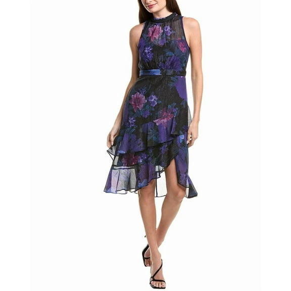 Adrianna Papell womens  Halter Glitter Midi Dress, 0, Black