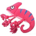 thumbnail image 4 of Perro de peluche suave juguete interactivo camaleón en forma de nudo cuerda Animal relleno perro Squeak juguete portátil perro masticar juguetes roja Sunnimix Juguetes chirriantes, 4 of 8