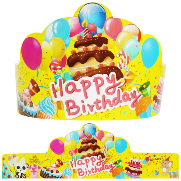 JTIEO Couronnes d'Anniversaire Couronnes d'Anniversaire pour Enfants Chapeaux d'Anniversaire de Classe Lot de 30 Parfait pour Fournitures de Fête à la Maison Jaune