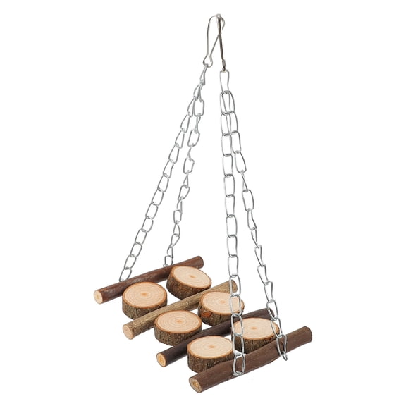OUNONA Wooden Parrot Stand Rack Swing for Cockatiel Conure Lovebirds Light Brown Material